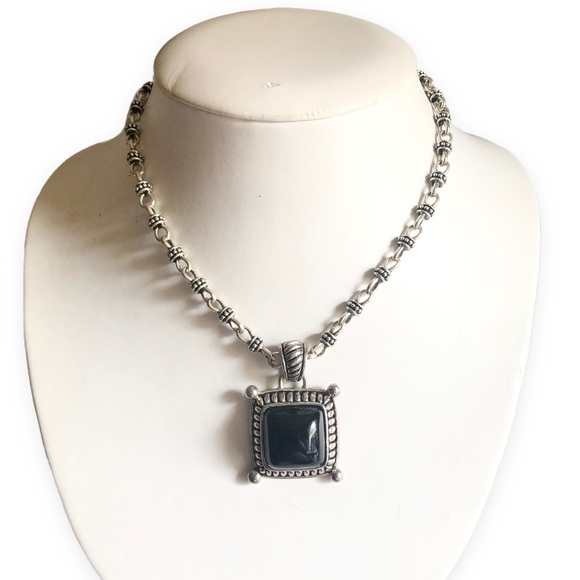 Premier Designs Two Tone Silver Black Statement Neckline Costume Jewelry - Picture 1 of 8